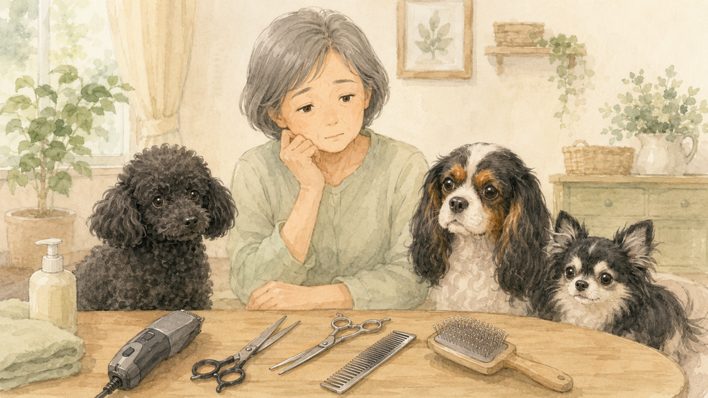 老犬3頭と自宅トリミングの道具