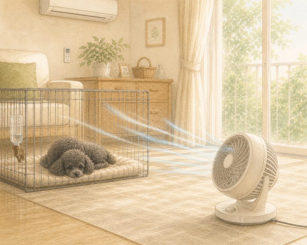 暑さ対策のエアコンとサーキュレーター